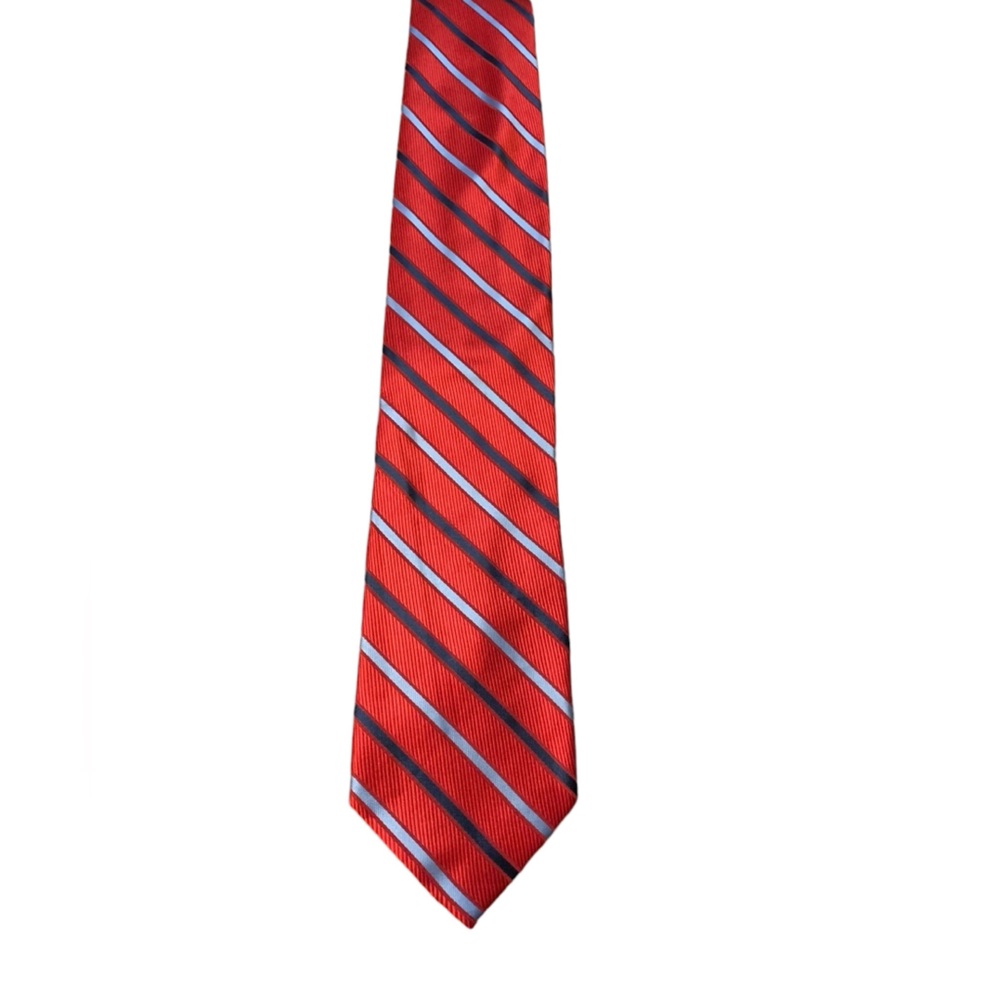 Ferucci vintage tie. Red with navy & lt. blue stripes. Excellent used condition.